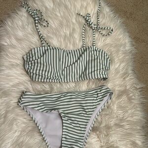 Green Striped women’s bikini